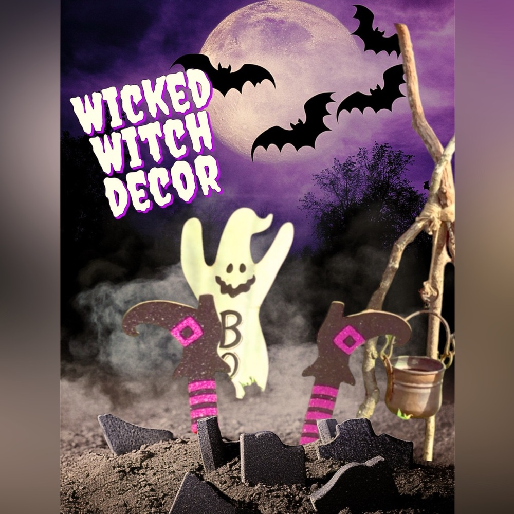 Purple OR Orange Witch Halloween garden Decor